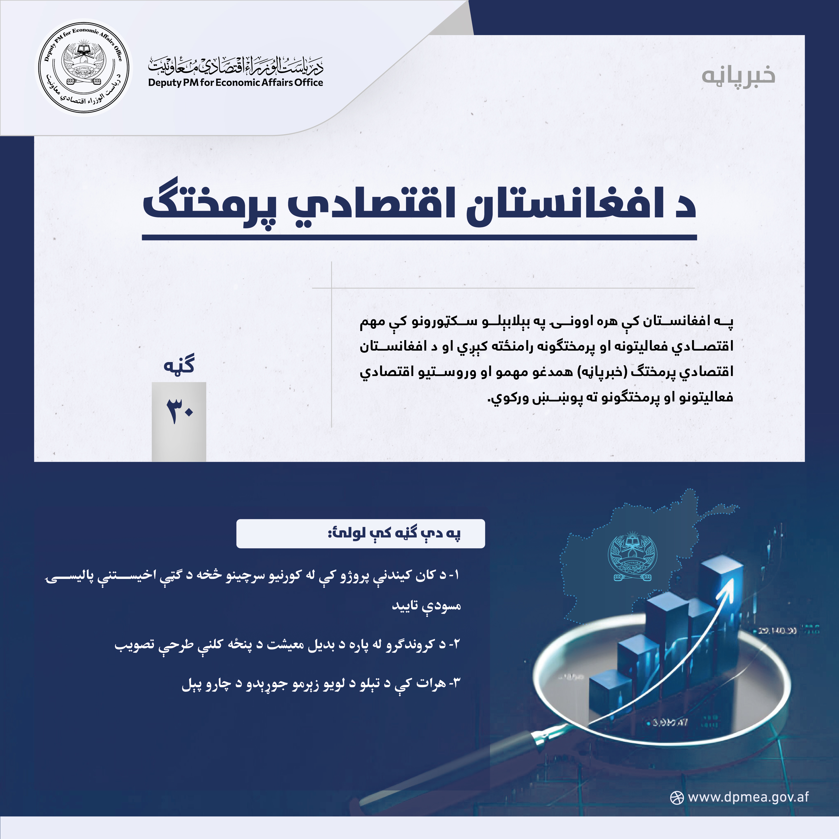 د افغانستان اقتصادي پرمختګ (خبرپاڼه) ۳۰