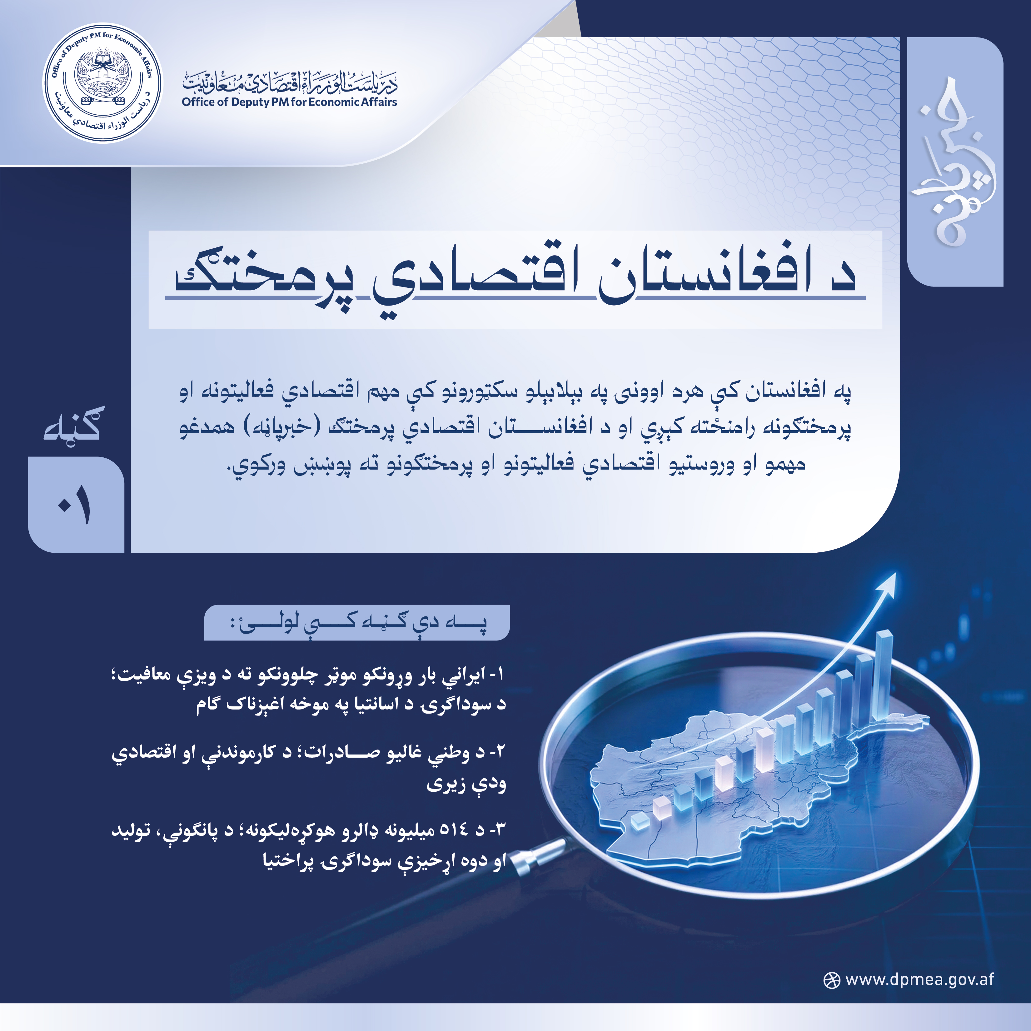 د افغانستان اقتصادي پرمختګ (خبرپاڼه) ۰۱